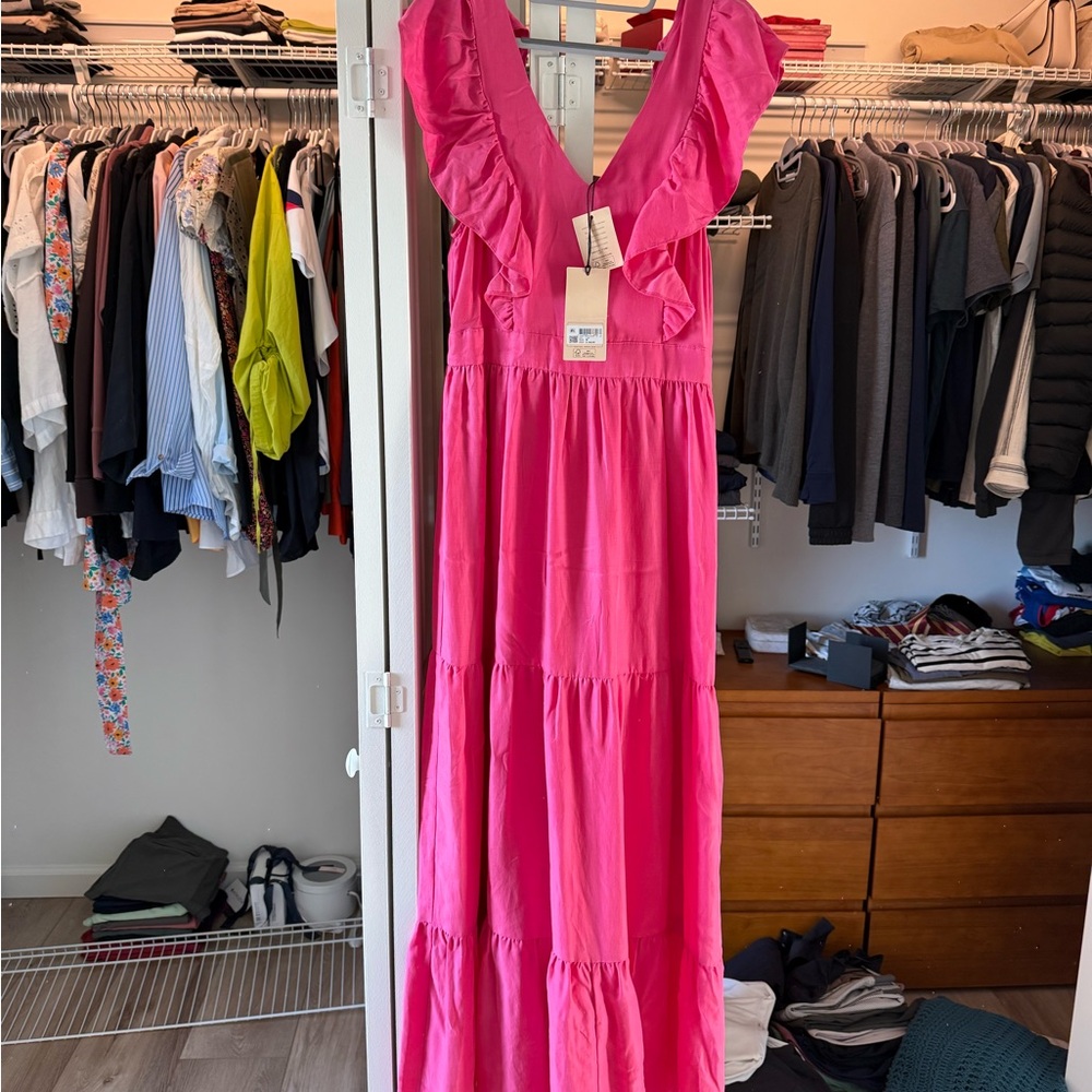 Scotch & Soda Pink Ruffled Tiered Maxi Sundress